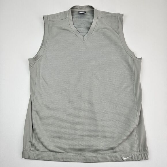 Nike Golf Therma Fit Vest V-Neck Men's‎ Large Sleeveless Gray Pullover Fleece - Picture 1 of 6